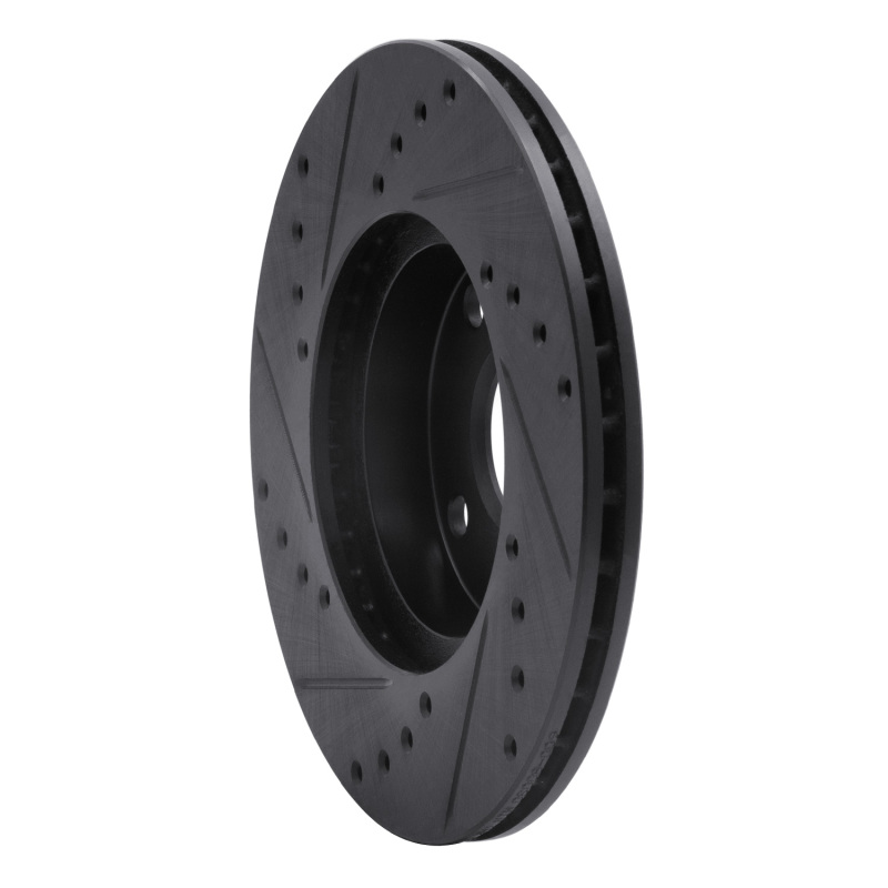 Mazda Miata Brake Rotor (1) - Front Right - R1 Concepts - Drilled & Slotted - Black - `94-`02